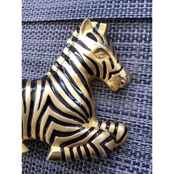 vintage signed doreen ryan 94 zebra belt buckle sturdy chunky metal statement go - Picture 3 of 5